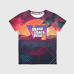 Футболка детская GTA 6 logo абстрактный фон, цвет: 3D-принт