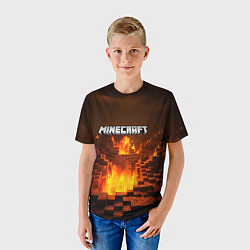 Футболка детская Огненный minecraft логотип, цвет: 3D-принт — фото 2