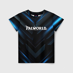 Футболка детская Palworld logo blue neon abstract black, цвет: 3D-принт