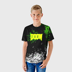 Футболка детская Doom токсичное лого краски, цвет: 3D-принт — фото 2