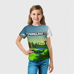 Футболка детская Minecraft logo зеленый летний мир, цвет: 3D-принт — фото 2