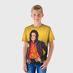 Футболка детская Michael Jackson на золотом фоне с графикой, цвет: 3D-принт — фото 2