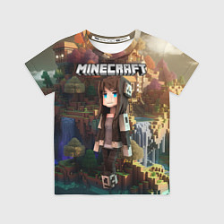 Футболка детская Minecraft девушка на острове, цвет: 3D-принт