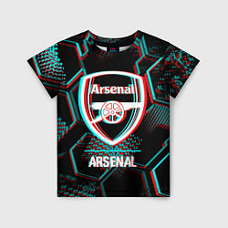 Футболка детская Arsenal FC в стиле glitch на темном фоне, цвет: 3D-принт