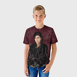 Футболка детская Michael Jackson на бордовом фоне, цвет: 3D-принт — фото 2