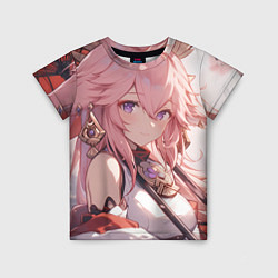 Футболка детская Genshin Impact Яэ Miko smile, цвет: 3D-принт