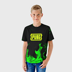 Футболка детская PUBG кислотное лого огненный стиль, цвет: 3D-принт — фото 2