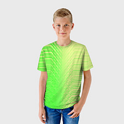 Футболка детская Зелёные градиентные линии, цвет: 3D-принт — фото 2