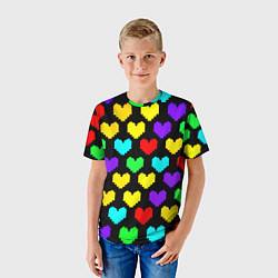 Футболка детская Undertale heart pattern, цвет: 3D-принт — фото 2