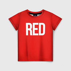Футболка детская Клубнично-красный со словом red, цвет: 3D-принт