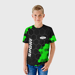 Футболка детская Ford green sport hexagon, цвет: 3D-принт — фото 2