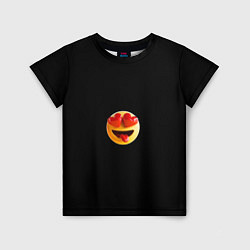 Футболка детская Объемный влюблённый смайл улыбка с языком черном, цвет: 3D-принт