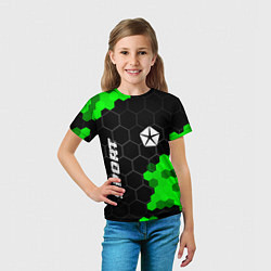 Футболка детская Jeep green sport hexagon, цвет: 3D-принт — фото 2