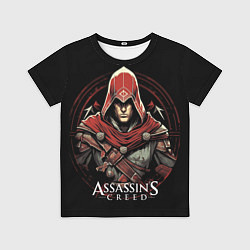 Футболка детская Assassins creed в красном капюшоне, цвет: 3D-принт