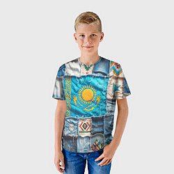 Футболка детская Пэчворк джинсы в Казахстане, цвет: 3D-принт — фото 2