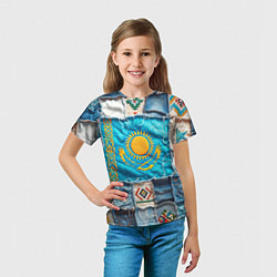 Футболка детская Пэчворк джинсы в Казахстане, цвет: 3D-принт — фото 2