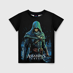 Футболка детская Assassins creed персонаж нарисован на черном, цвет: 3D-принт