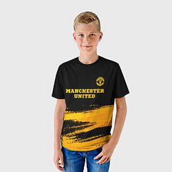 Футболка детская Manchester United - gold gradient посередине, цвет: 3D-принт — фото 2