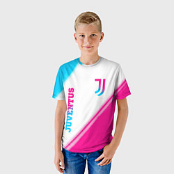 Футболка детская Juventus neon gradient style вертикально, цвет: 3D-принт — фото 2