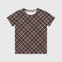 Футболка детская Крупная клетка тёмно-персиковый, цвет: 3D-принт