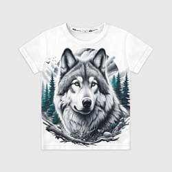 Футболка детская Волк и природа, цвет: 3D-принт