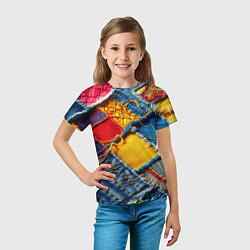 Футболка детская Colorful denim patchwork - ai art, цвет: 3D-принт — фото 2