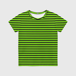 Футболка детская Кислотный зелёный в чёрную полоску, цвет: 3D-принт