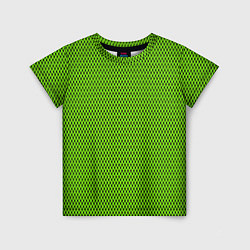 Футболка детская Кислотный зелёный имитация сетки, цвет: 3D-принт