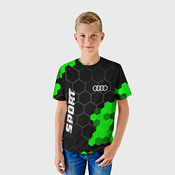 Футболка детская Audi green sport hexagon, цвет: 3D-принт — фото 2