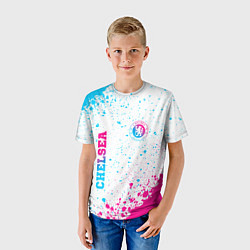 Футболка детская Chelsea neon gradient style вертикально, цвет: 3D-принт — фото 2