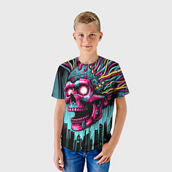 Футболка детская Cyber skull - ai art fantasy, цвет: 3D-принт — фото 2