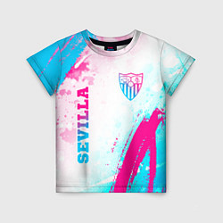 Футболка детская Sevilla neon gradient style вертикально, цвет: 3D-принт