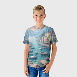 Футболка детская Гавань с лодками, цвет: 3D-принт — фото 2