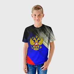 Футболка детская Россия краски герб текстура, цвет: 3D-принт — фото 2