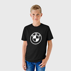 Футболка детская BMW белое лого, цвет: 3D-принт — фото 2
