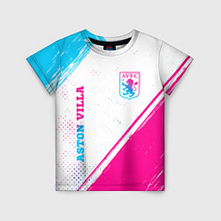 Футболка детская Aston Villa neon gradient style вертикально, цвет: 3D-принт