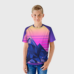 Футболка детская Vaporwave неоновые горы, цвет: 3D-принт — фото 2