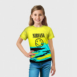 Футболка детская Nirvana краски кислотные, цвет: 3D-принт — фото 2