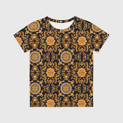 Футболка детская Золоте классические узоры паттерн из ткани, цвет: 3D-принт