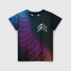 Футболка детская Citroen neon hexagon, цвет: 3D-принт