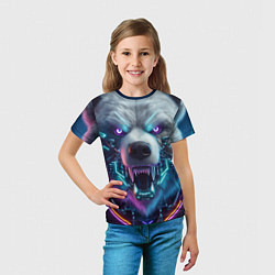 Футболка детская Cyber bear - neon glow, цвет: 3D-принт — фото 2
