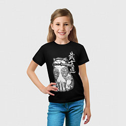 Футболка детская Кот самурай - вакидзаси в зубах, цвет: 3D-принт — фото 2