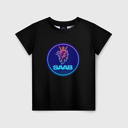 Футболка детская Saab logo neon, цвет: 3D-принт