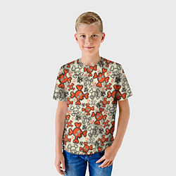 Футболка детская Череп с костями узор, цвет: 3D-принт — фото 2