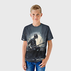 Футболка детская Играющий на гитаре в свете Луны музыкант, цвет: 3D-принт — фото 2