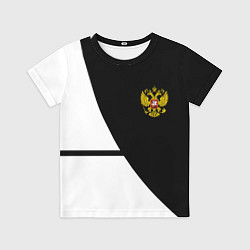 Футболка детская Герб РФ текстура спорт, цвет: 3D-принт