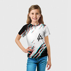 Футболка детская Linkin park краски глитч, цвет: 3D-принт — фото 2