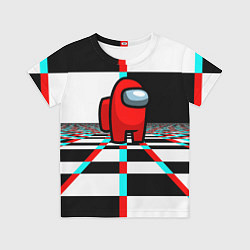 Футболка детская Among us games optical chessboard, цвет: 3D-принт