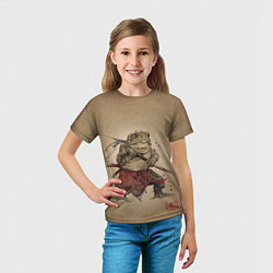 Футболка детская Жаба самурай - каллиграфия, цвет: 3D-принт — фото 2