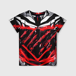 Футболка детская Red and white abstraction on a black background, цвет: 3D-принт